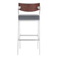 Dakota Mid-Century 30" Counter Height Barstool in Brushed Stainless Steel with Gray Faux Leather and Walnut Wood Finish Back By Armen Living | Bar Stools | Modishstore - 3