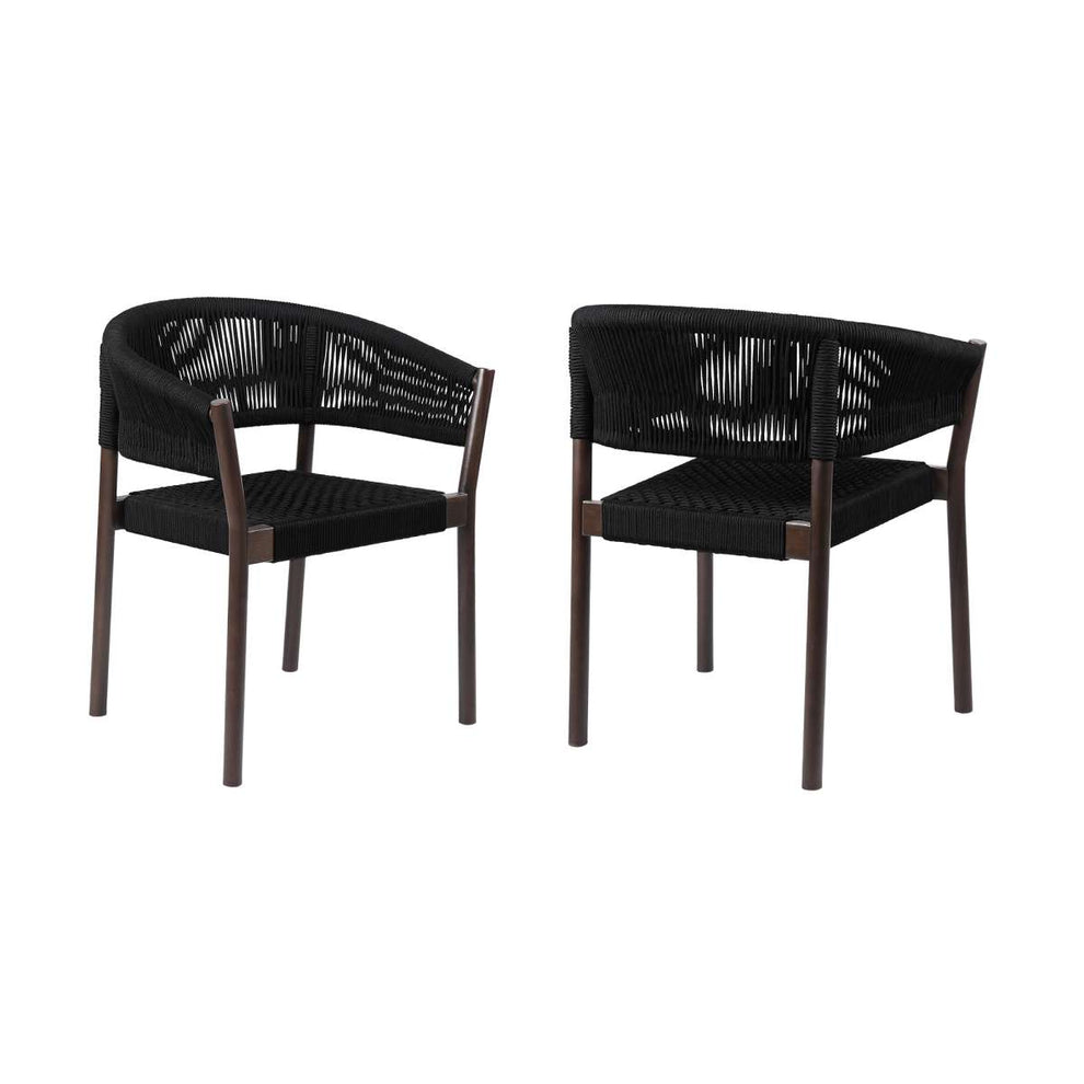 Doris Indoor Outdoor Dining Chair in Light Eucalyptus Wood with Charcoal Rope - Set of 2 By Armen Living | Outdoor Chairs |  Modishstore  - 14