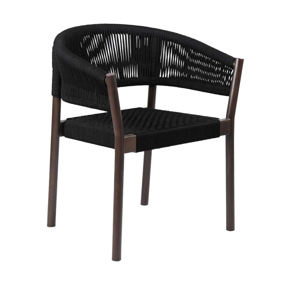 Doris Indoor Outdoor Dining Chair in Light Eucalyptus Wood with Charcoal Rope - Set of 2 By Armen Living | Outdoor Chairs |  Modishstore  - 15