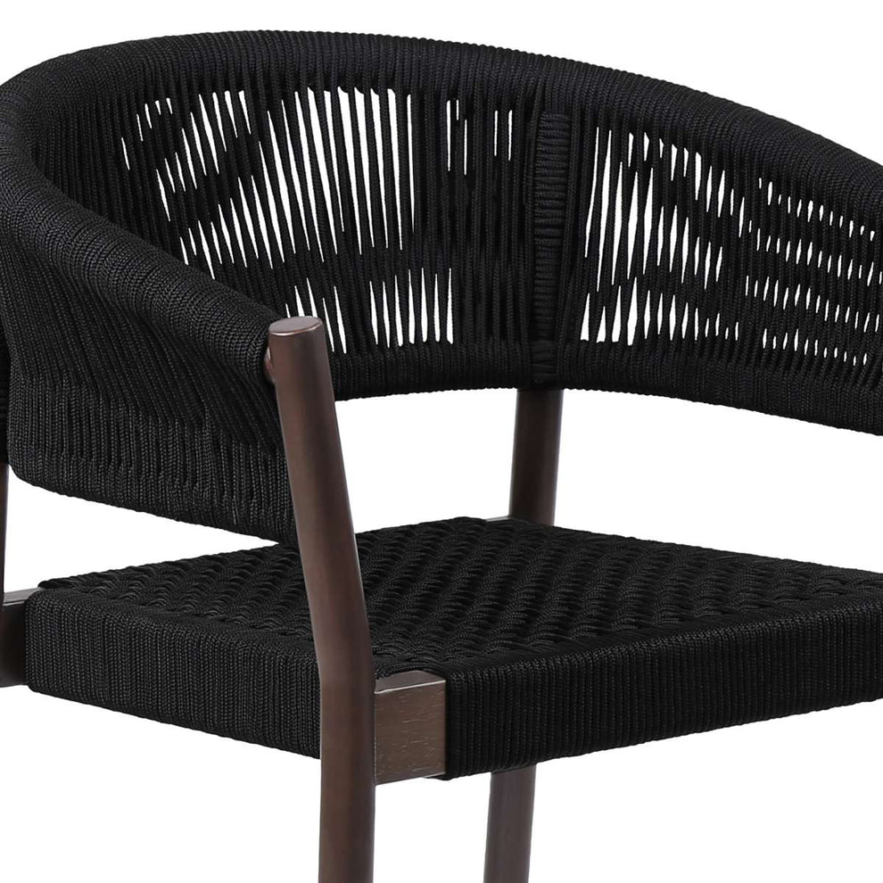 Doris Indoor Outdoor Dining Chair in Light Eucalyptus Wood with Charcoal Rope - Set of 2 By Armen Living | Outdoor Chairs |  Modishstore  - 11