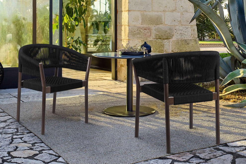 Doris Indoor Outdoor Dining Chair in Light Eucalyptus Wood with Charcoal Rope - Set of 2 By Armen Living | Outdoor Chairs |  Modishstore  - 9