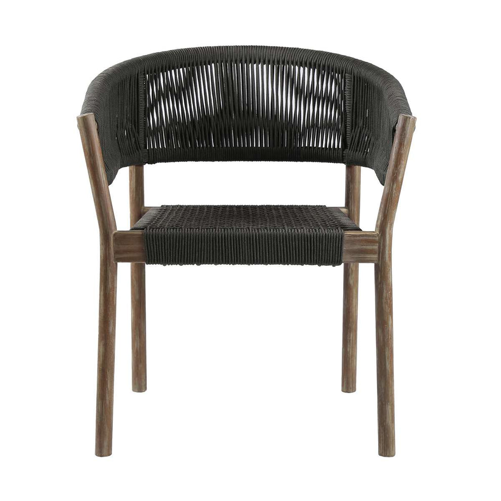 Doris Indoor Outdoor Dining Chair in Light Eucalyptus Wood with Charcoal Rope - Set of 2 By Armen Living | Outdoor Chairs |  Modishstore  - 6