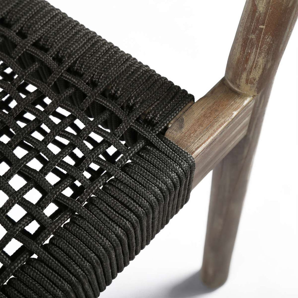 Doris Indoor Outdoor Dining Chair in Light Eucalyptus Wood with Charcoal Rope - Set of 2 By Armen Living | Outdoor Chairs |  Modishstore  - 8