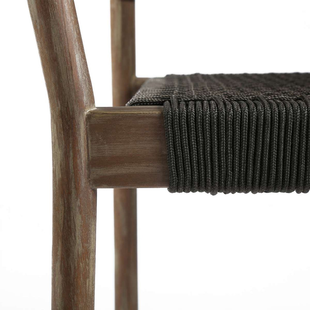 Doris Indoor Outdoor Dining Chair in Light Eucalyptus Wood with Charcoal Rope - Set of 2 By Armen Living | Outdoor Chairs |  Modishstore  - 5