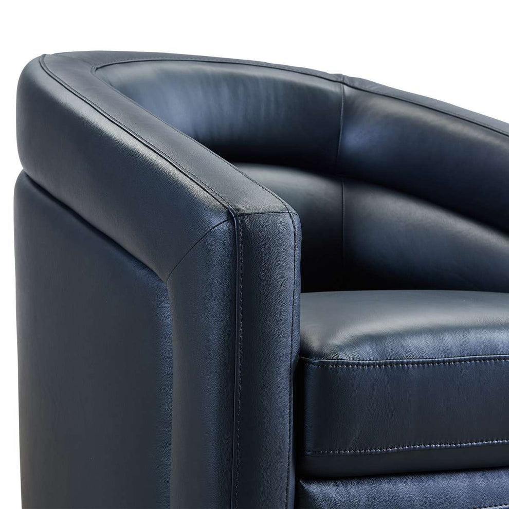 Desi Contemporary Swivel Accent Chair in Black Genuine Leather By Armen Living | Accent Chairs | Modishstore - 4