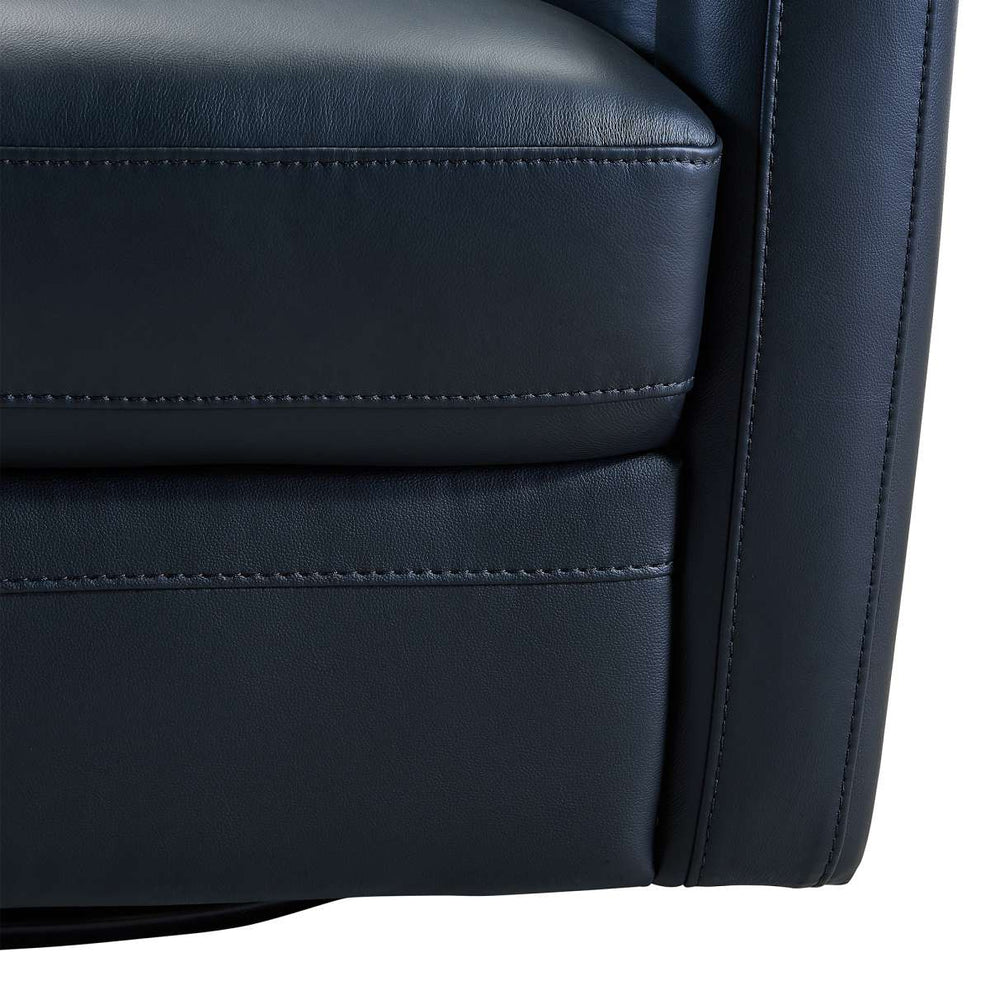 Desi Contemporary Swivel Accent Chair in Black Genuine Leather By Armen Living | Accent Chairs | Modishstore - 7