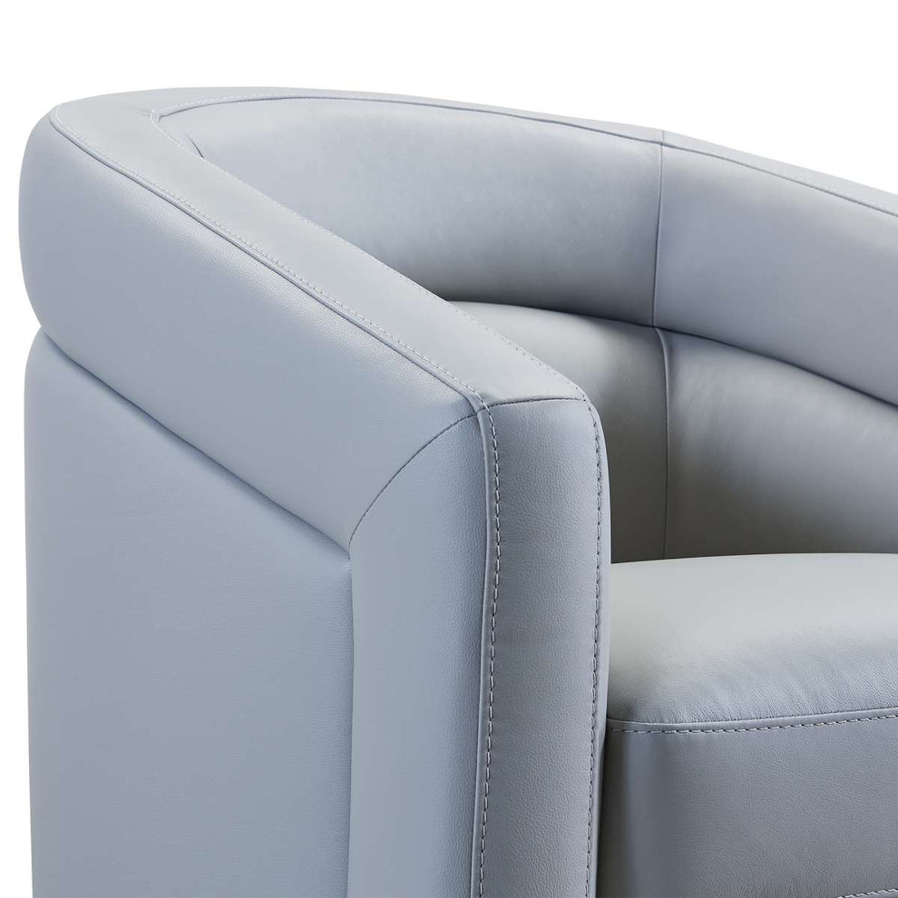 Desi Contemporary Swivel Accent Chair in Black Genuine Leather By Armen Living | Accent Chairs | Modishstore - 10