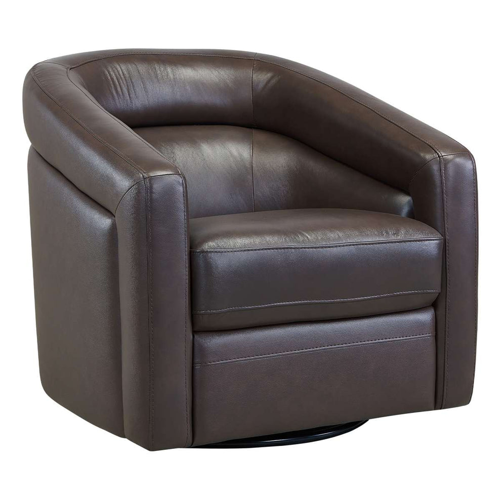Desi Contemporary Swivel Accent Chair in Black Genuine Leather By Armen Living | Accent Chairs | Modishstore - 14