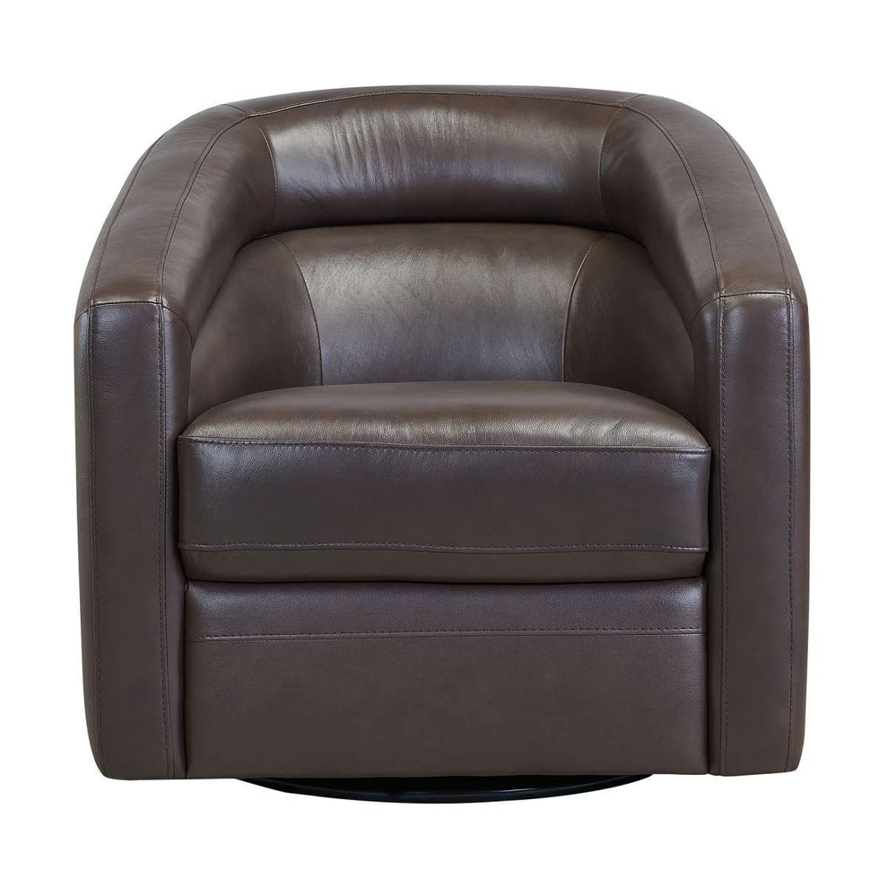 Desi Contemporary Swivel Accent Chair in Black Genuine Leather By Armen Living | Accent Chairs | Modishstore - 15