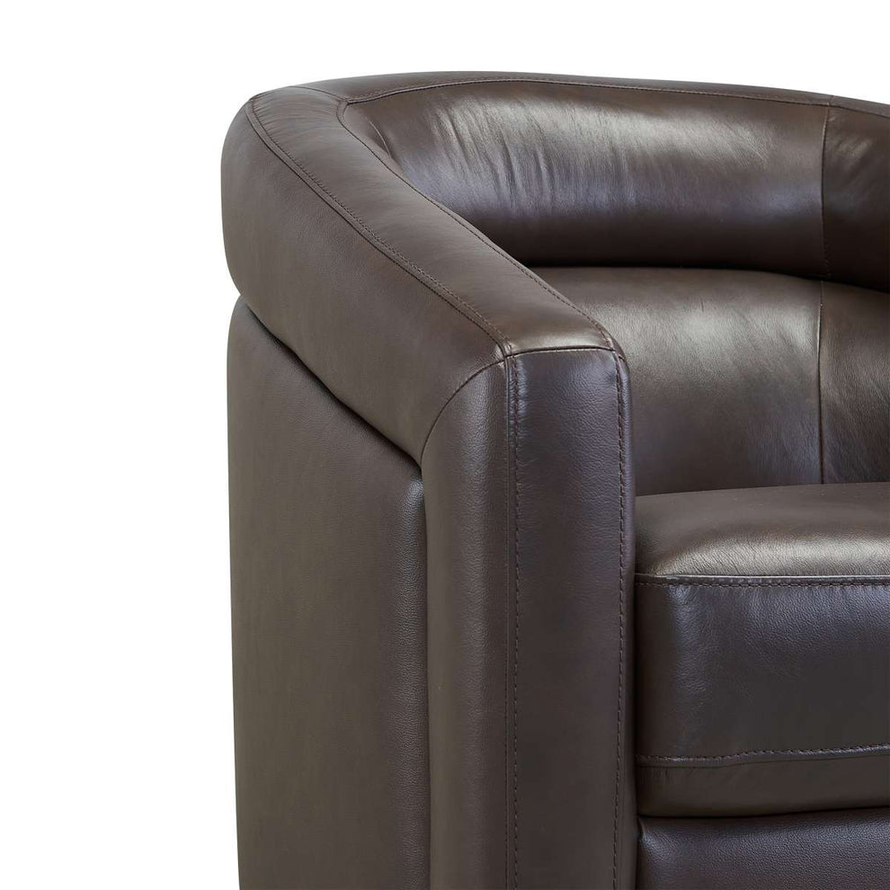 Desi Contemporary Swivel Accent Chair in Black Genuine Leather By Armen Living | Accent Chairs | Modishstore - 16