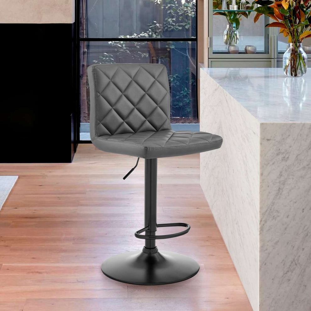 Duval Adjustable Blue Faux Leather Swivel Bar Stool By Armen Living | Bar Stools |  Modishstore  - 4