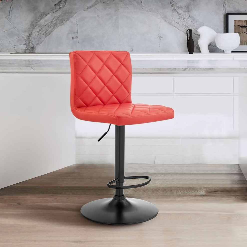Duval Adjustable Blue Faux Leather Swivel Bar Stool By Armen Living | Bar Stools |  Modishstore  - 6
