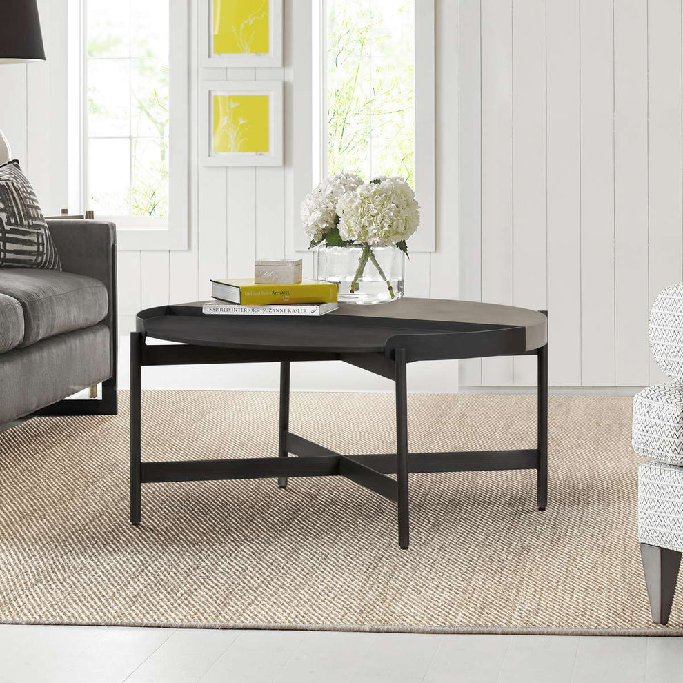 Dua Concrete and Metal Round Modern Coffee Table By Armen Living | Coffee Tables | Modishstore