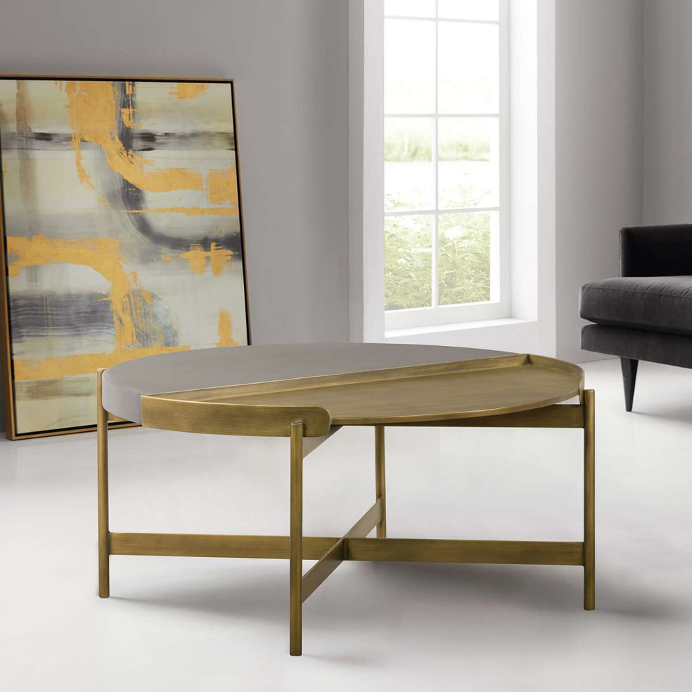 Dua Concrete and Metal Round Modern Coffee Table By Armen Living | Coffee Tables | Modishstore - 7