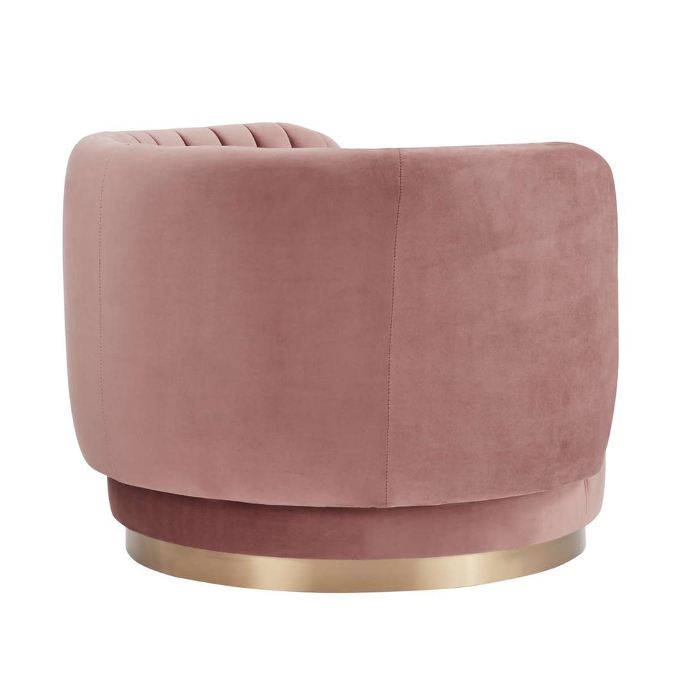 Davy Blush Velvet Swivel Accent Chair with Gold Base By Armen Living | Accent Chairs |  Modishstore  - 7