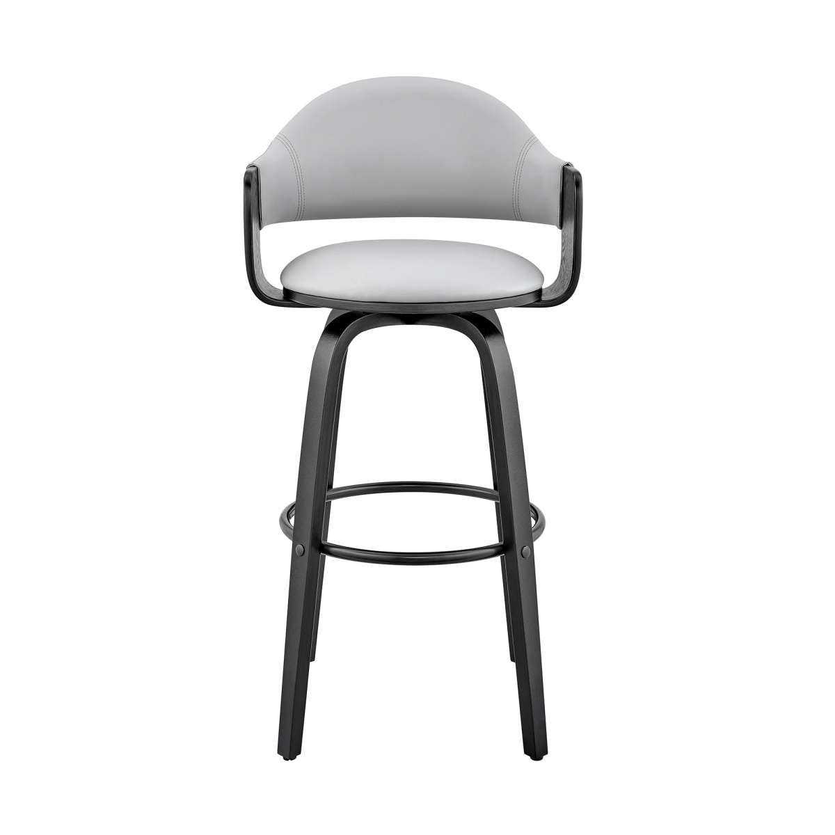Daxton 26" Gray Faux Leather and Black Wood Bar Stool By Armen Living | Bar Stools | Modishstore - 2