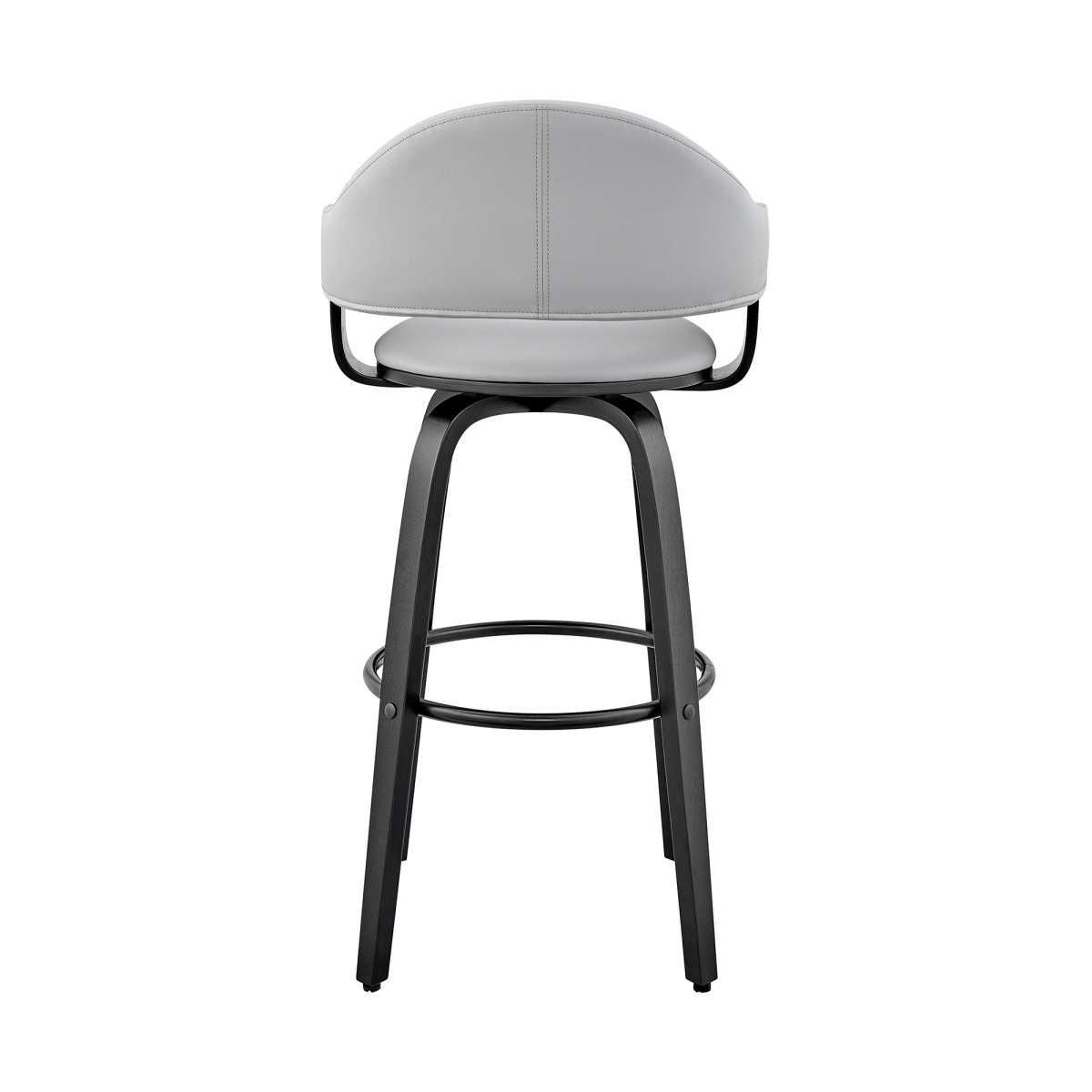 Daxton 26" Gray Faux Leather and Black Wood Bar Stool By Armen Living | Bar Stools | Modishstore - 4