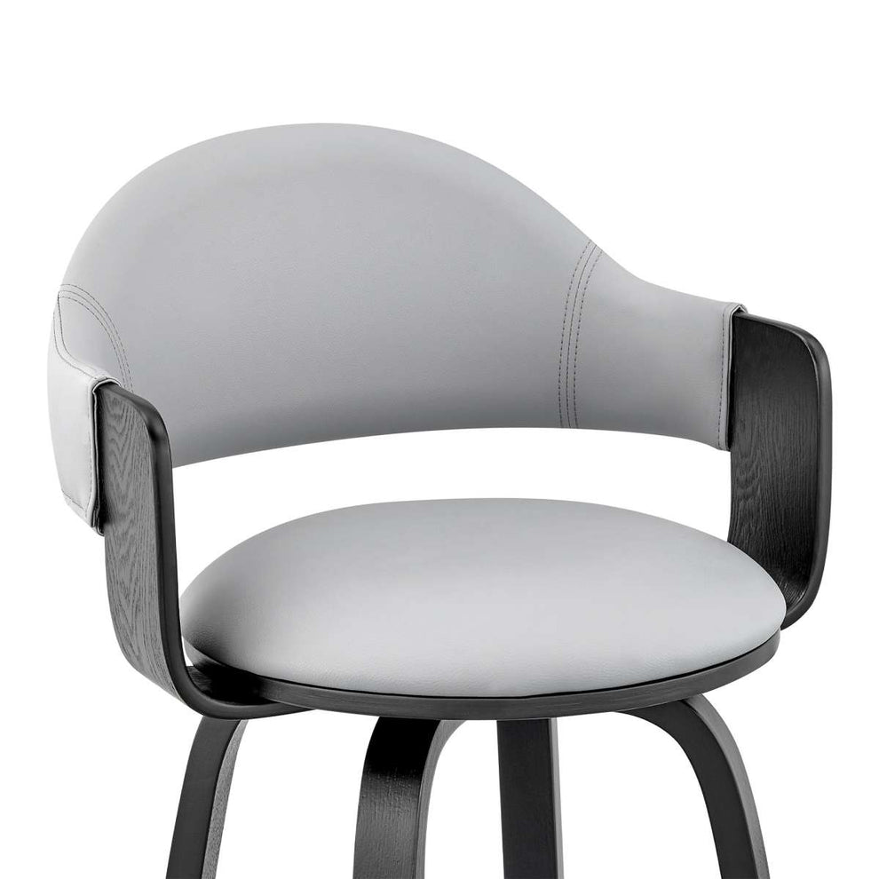 Daxton 26" Gray Faux Leather and Black Wood Bar Stool By Armen Living | Bar Stools | Modishstore - 5