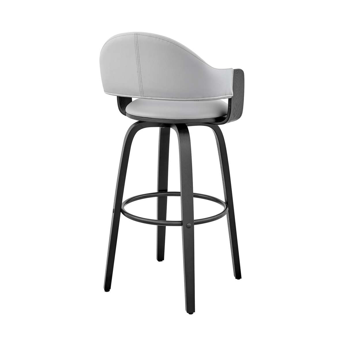 Daxton 30" Gray Faux Leather and Black Wood Bar Stool By Armen Living | Bar Stools | Modishstore - 3