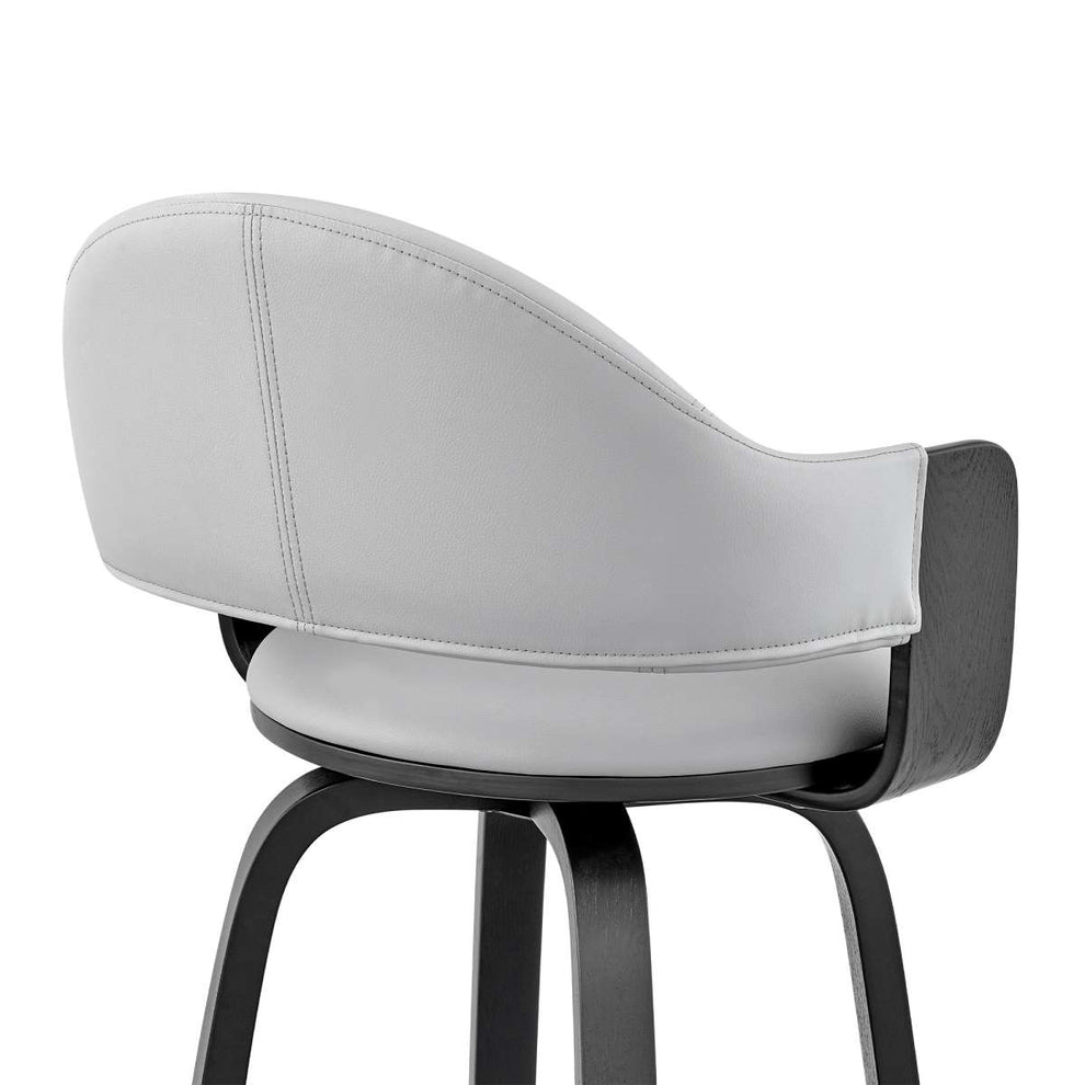 Daxton 30" Gray Faux Leather and Black Wood Bar Stool By Armen Living | Bar Stools | Modishstore - 6