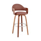 Daxton 26" Brown Faux Leather and Walnut Wood Bar Stool By Armen Living | Bar Stools | Modishstore