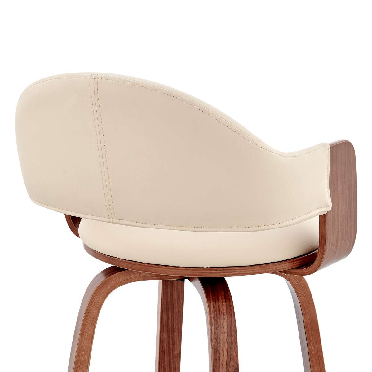 Daxton 26" Cream Faux Leather and Walnut Wood Bar Stool By Armen Living | Bar Stools | Modishstore - 6