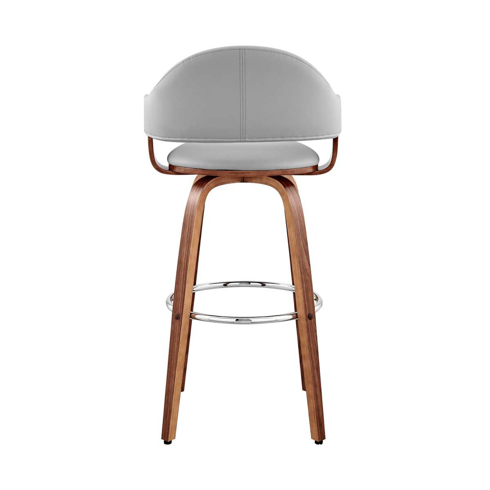 Daxton 26" Gray Faux Leather and Walnut Wood Bar Stool By Armen Living | Bar Stools | Modishstore - 5