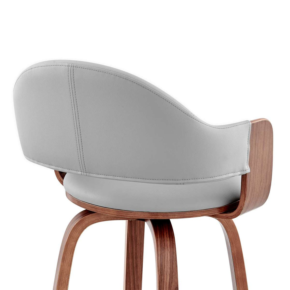 Daxton 26" Gray Faux Leather and Walnut Wood Bar Stool By Armen Living | Bar Stools | Modishstore - 7