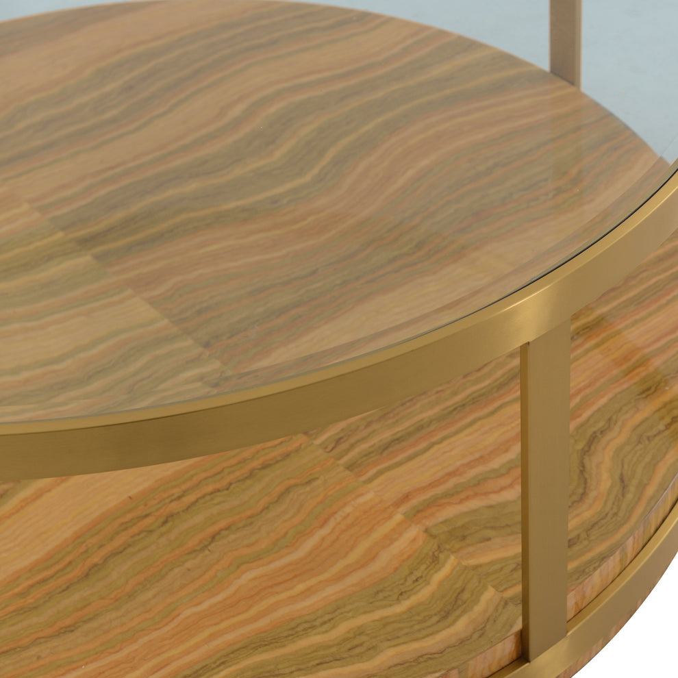 Hattie Glass Top Coffee Table with Brushed Gold Legs By Armen Living | Coffee Tables | Modishstore - 3
