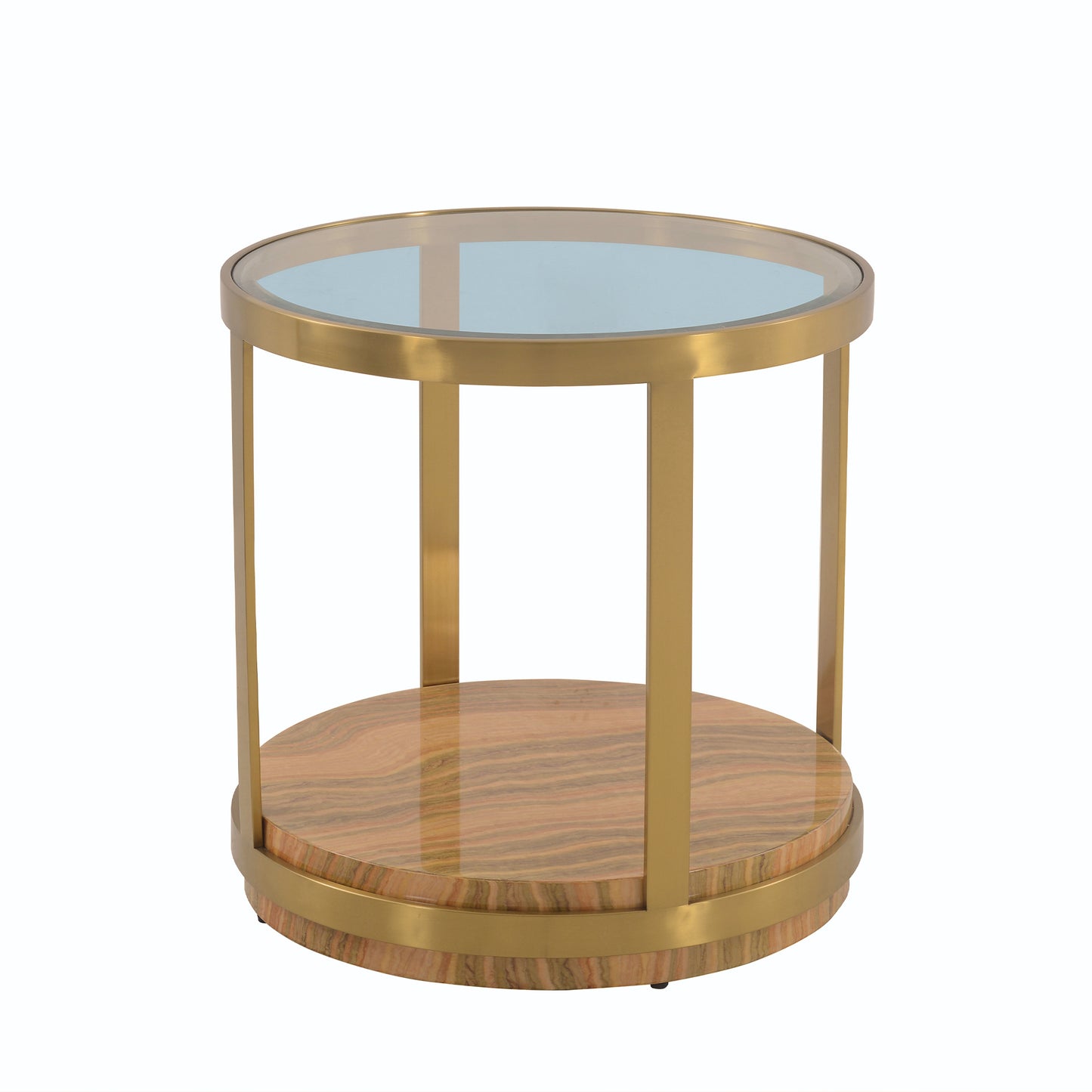 Hattie Glass Top End Table with Brushed Gold Legs By Armen Living | End Tables | Modishstore - 2