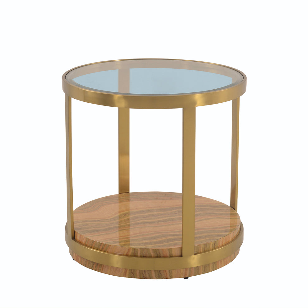Hattie Glass Top End Table with Brushed Gold Legs By Armen Living | End Tables | Modishstore - 2