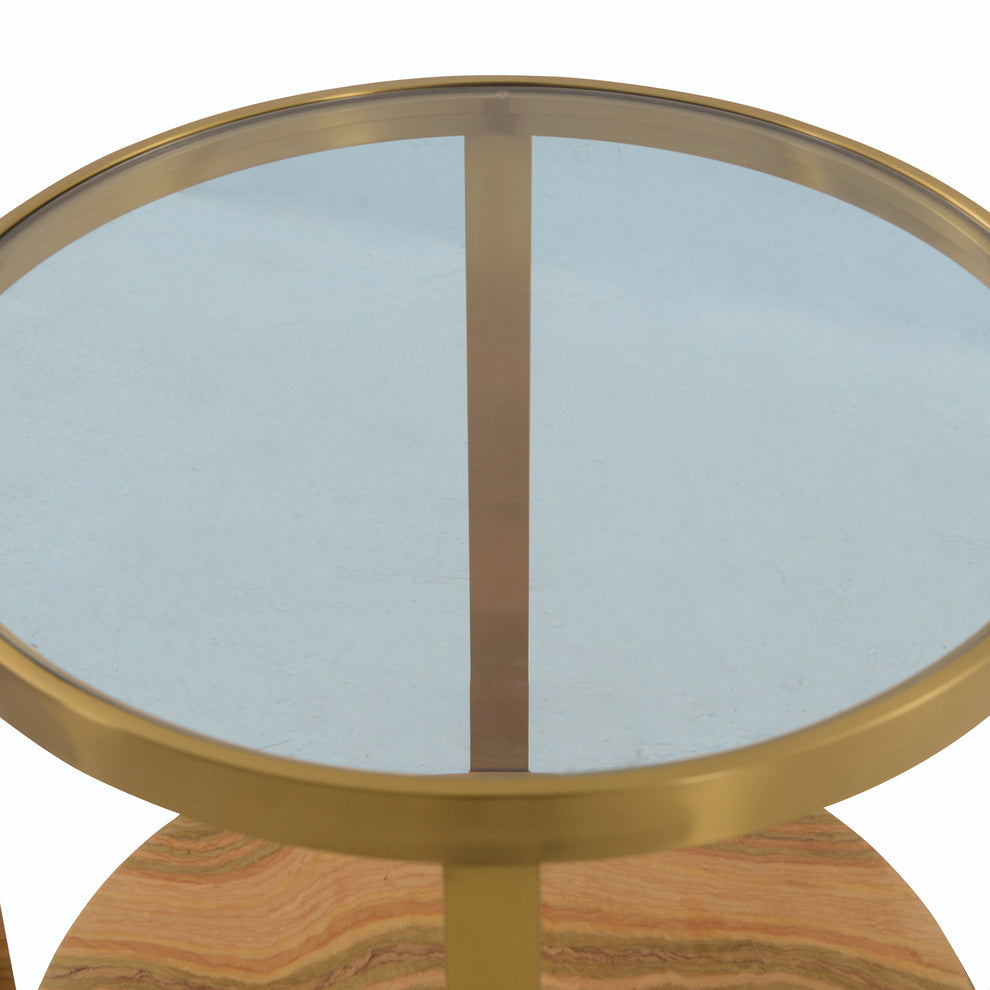Hattie Glass Top End Table with Brushed Gold Legs By Armen Living | End Tables | Modishstore - 3