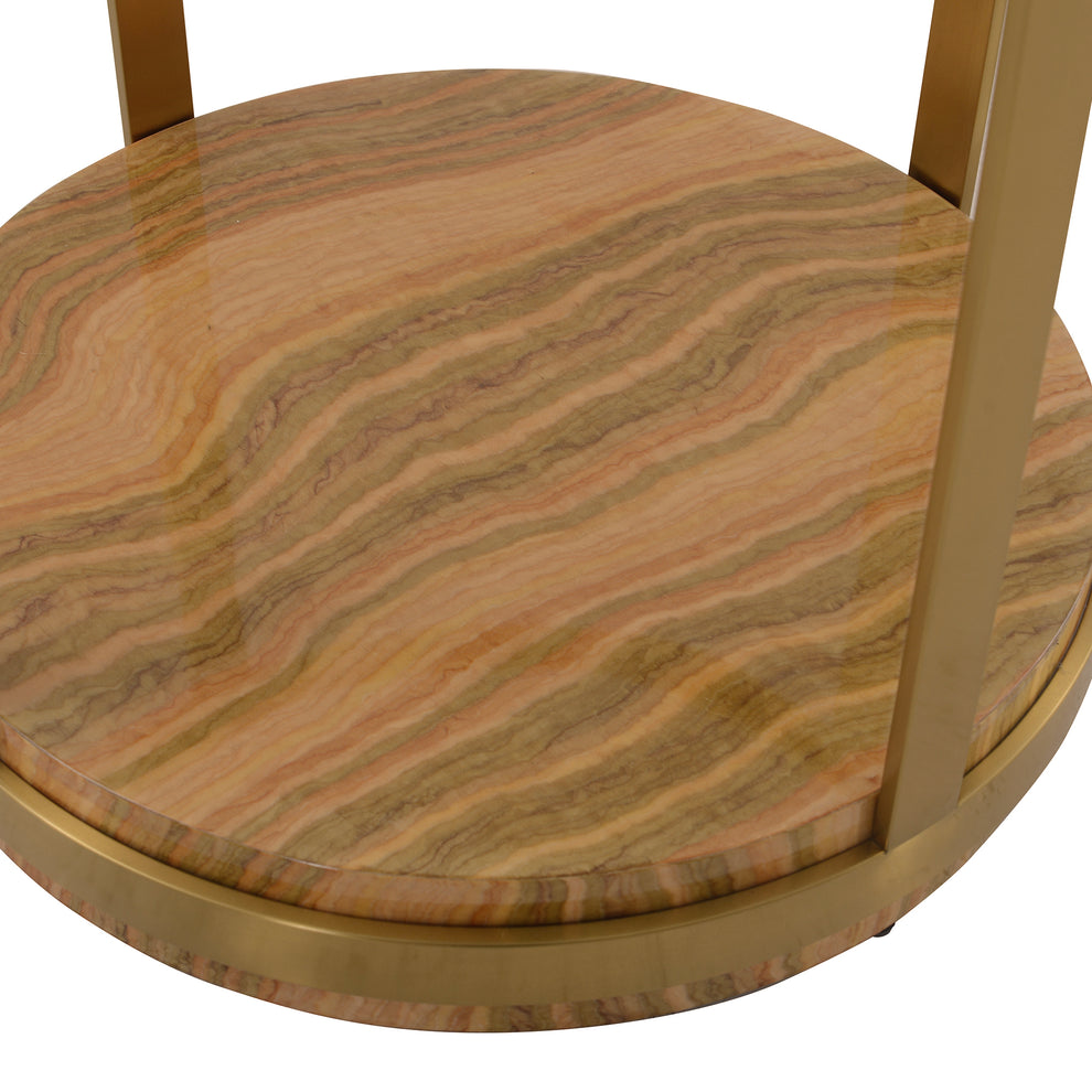 Hattie Glass Top End Table with Brushed Gold Legs By Armen Living | End Tables | Modishstore - 5