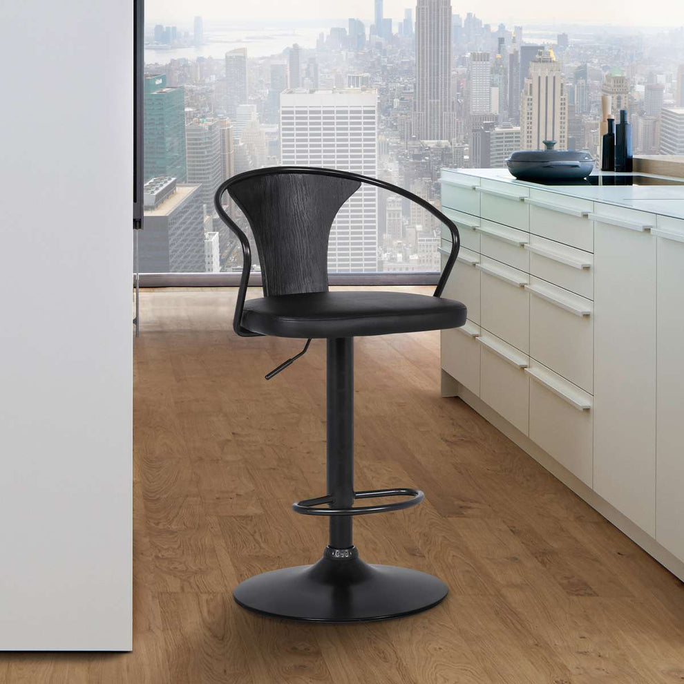 Eagle Adjustable Height Swivel Black Bar Stool By Armen Living | Bar Stools | Modishstore
