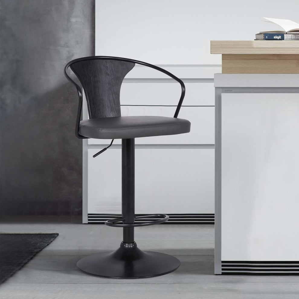Eagle Adjustable Height Swivel Black Bar Stool By Armen Living | Bar Stools | Modishstore - 6