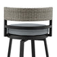 Encinitas Outdoor Patio Counter Height Swivel Bar Stool in Aluminum and Wicker with Grey Cushions By Armen Living | Bar Stools | Modishstore - 11