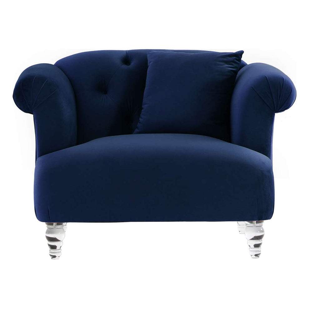 Elegance Contemporary Chair in Blue Velvet with Acrylic Legs By Armen Living | Lounge Chairs | Modishstore - 2
