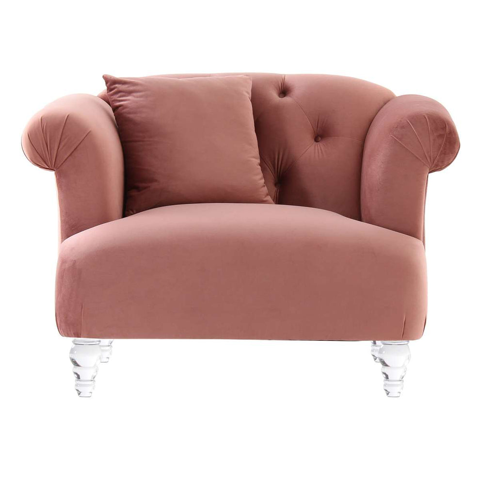 Elegance Contemporary Chair in Blue Velvet with Acrylic Legs By Armen Living | Lounge Chairs | Modishstore - 5