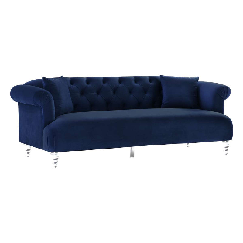 Elegance Contemporary Sofa in Blue Velvet with Acrylic Legs By Armen Living | Sofas |  Modishstore  - 3