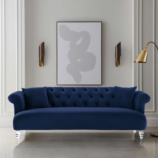 Elegance Contemporary Sofa in Blue Velvet with Acrylic Legs By Armen Living | Sofas |  Modishstore 