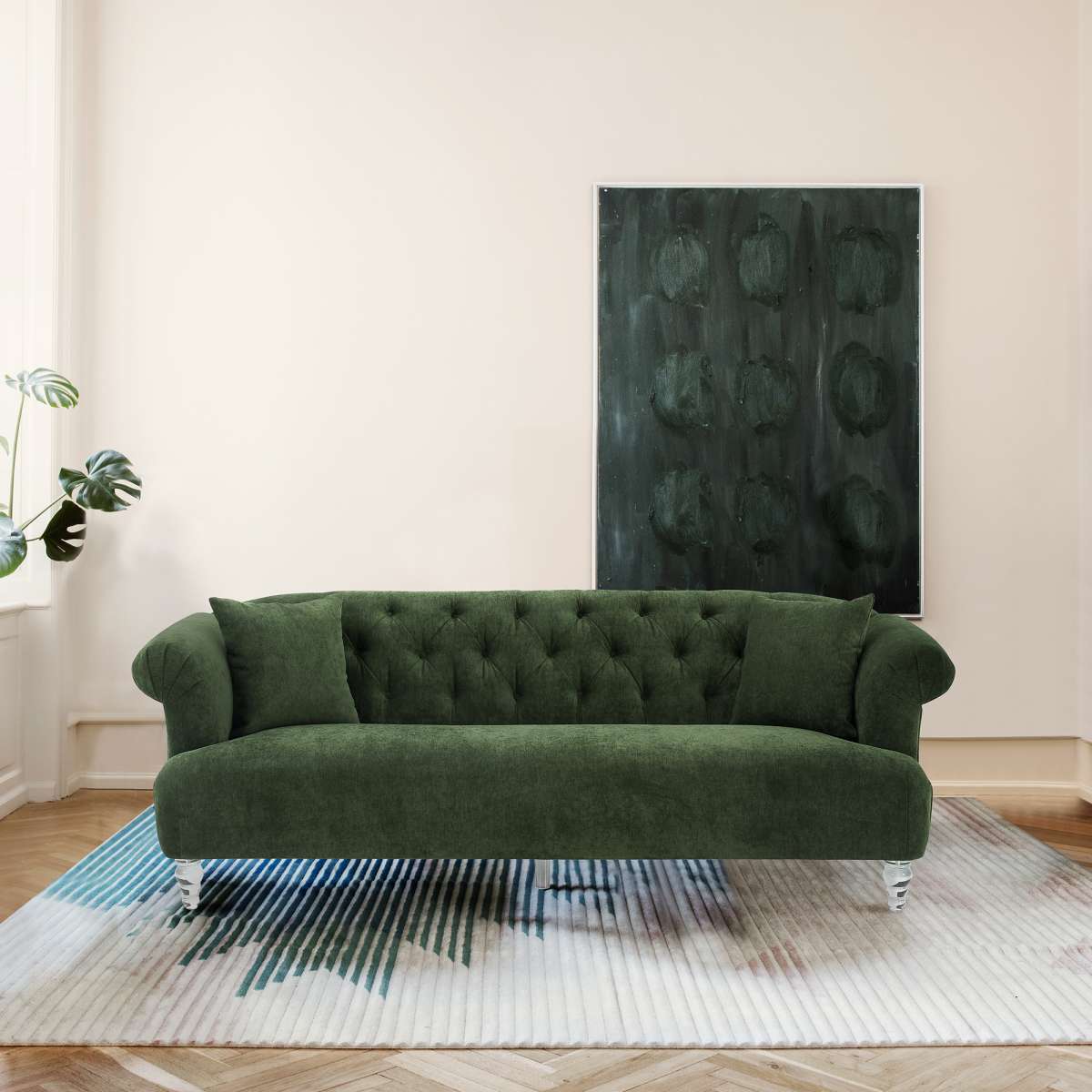 Elegance Contemporary Sofa in Blue Velvet with Acrylic Legs By Armen Living | Sofas |  Modishstore  - 17