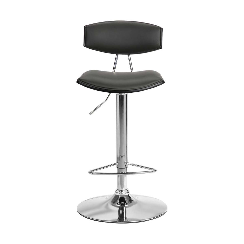 Erik Adjustable Gray Faux Leather Swivel Barstool with Chrome Base By Armen Living | Bar Stools | Modishstore - 2