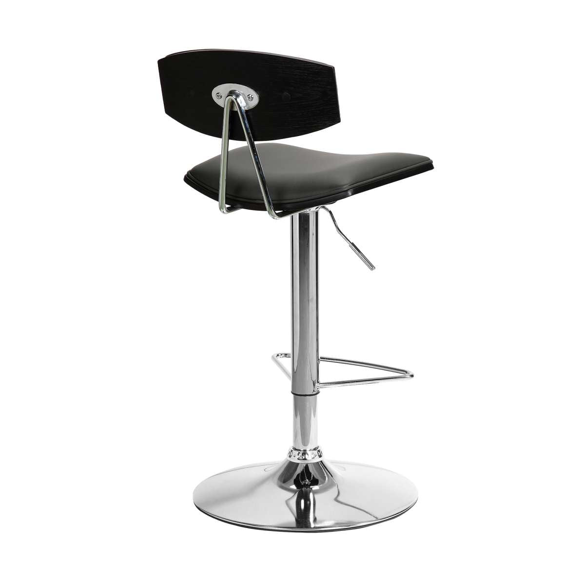 Erik Adjustable Gray Faux Leather Swivel Barstool with Chrome Base By Armen Living | Bar Stools | Modishstore - 3