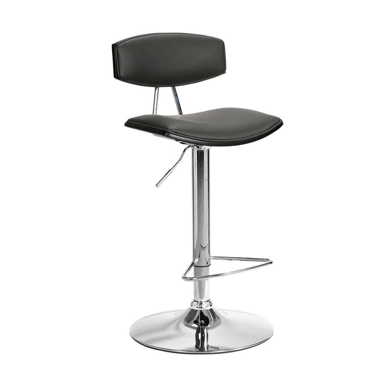 Erik Adjustable Gray Faux Leather Swivel Barstool with Chrome Base By Armen Living | Bar Stools | Modishstore