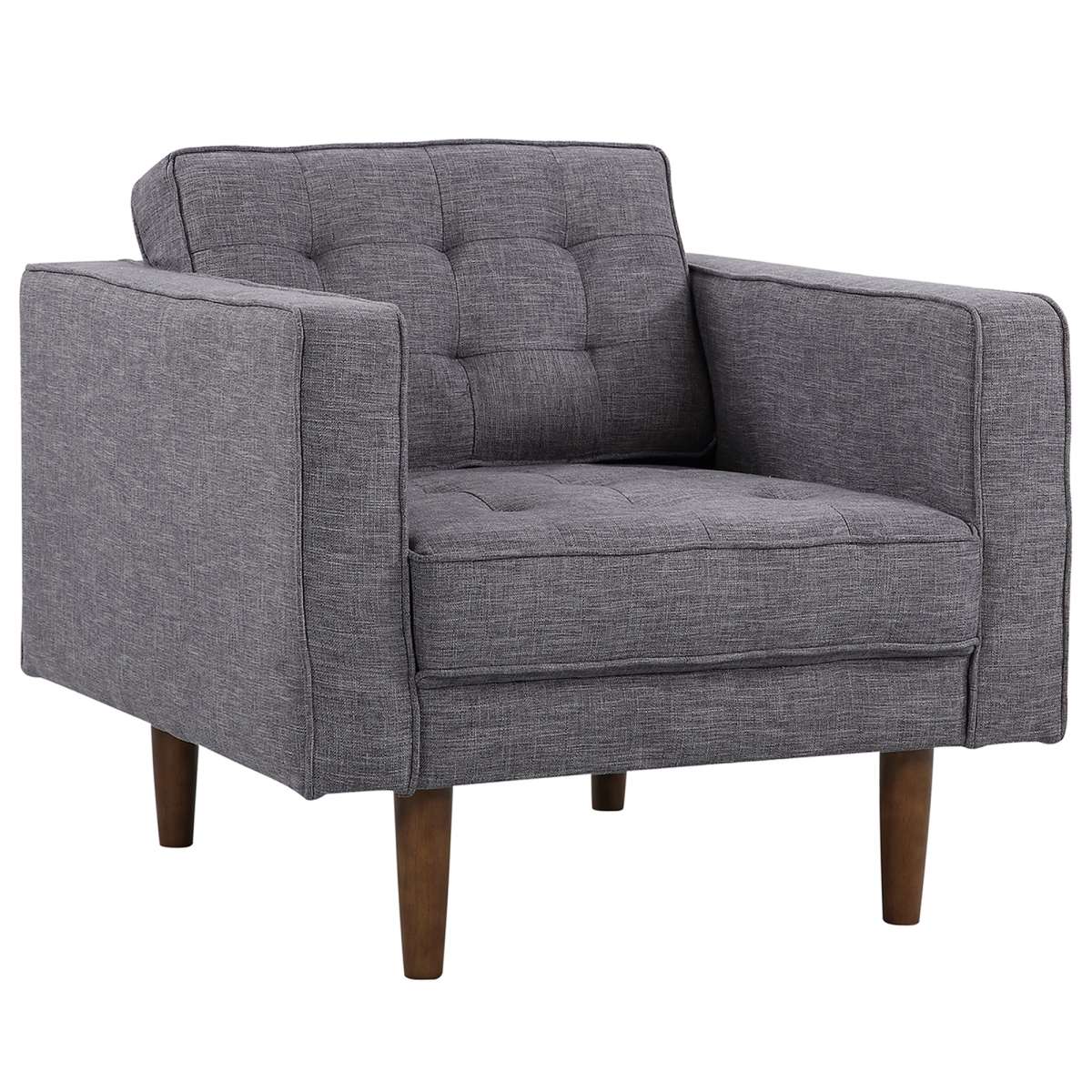 Element Mid-Century Modern Chair in Dark Gray Linen and Walnut Legs By Armen Living | Armchairs | Modishstore - 2