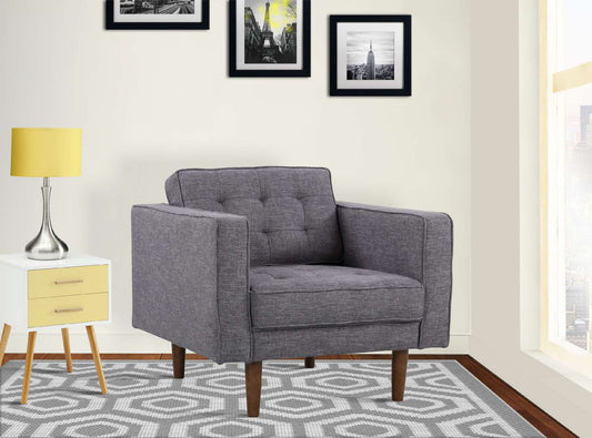 Element Mid-Century Modern Chair in Dark Gray Linen and Walnut Legs By Armen Living | Armchairs | Modishstore