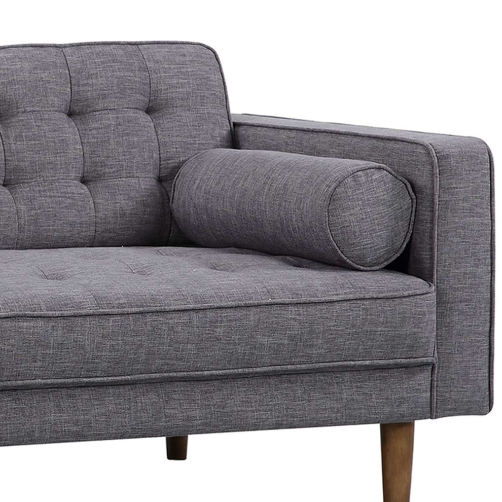 Element Mid-Century Modern Loveseat in Dark Gray Linen and Walnut Legs By Armen Living | Loveseats | Modishstore - 4