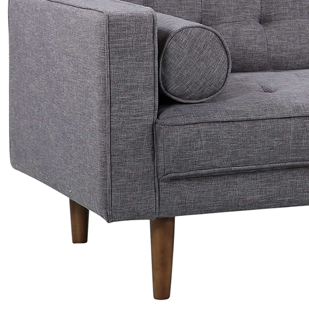 Element Mid-Century Modern Loveseat in Dark Gray Linen and Walnut Legs By Armen Living | Loveseats | Modishstore - 5