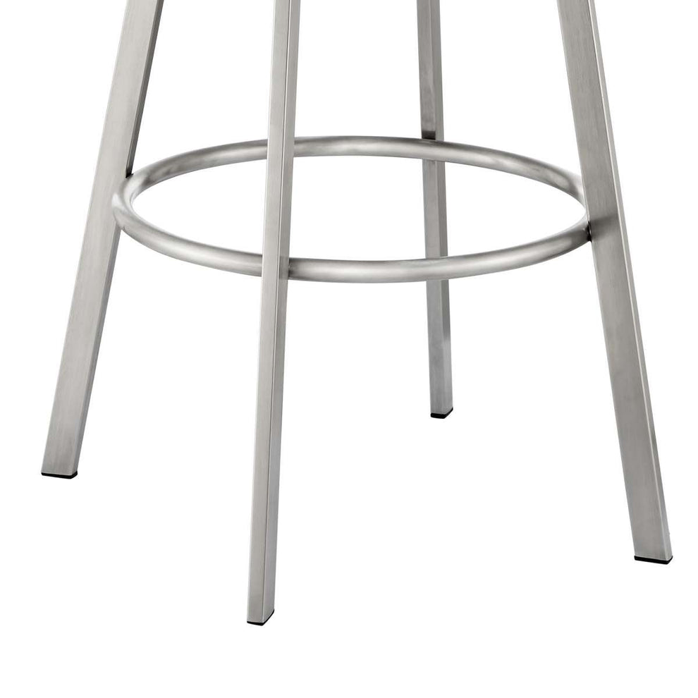 Eleanor 30" Swivel Bar Stool in Brushed Stainless Steel with Black Faux Leather By Armen Living | Bar Stools | Modishstore - 6