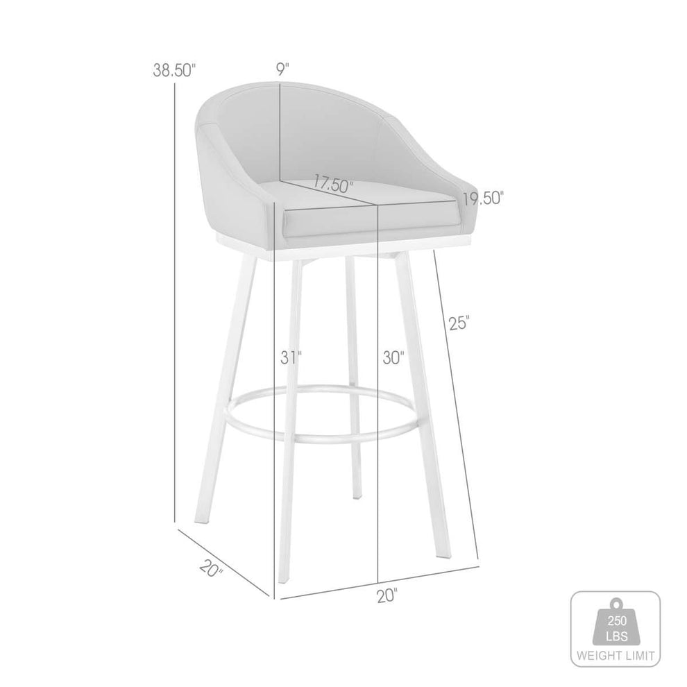 Eleanor 30" Swivel Bar Stool in Brushed Stainless Steel with Black Faux Leather By Armen Living | Bar Stools | Modishstore - 7